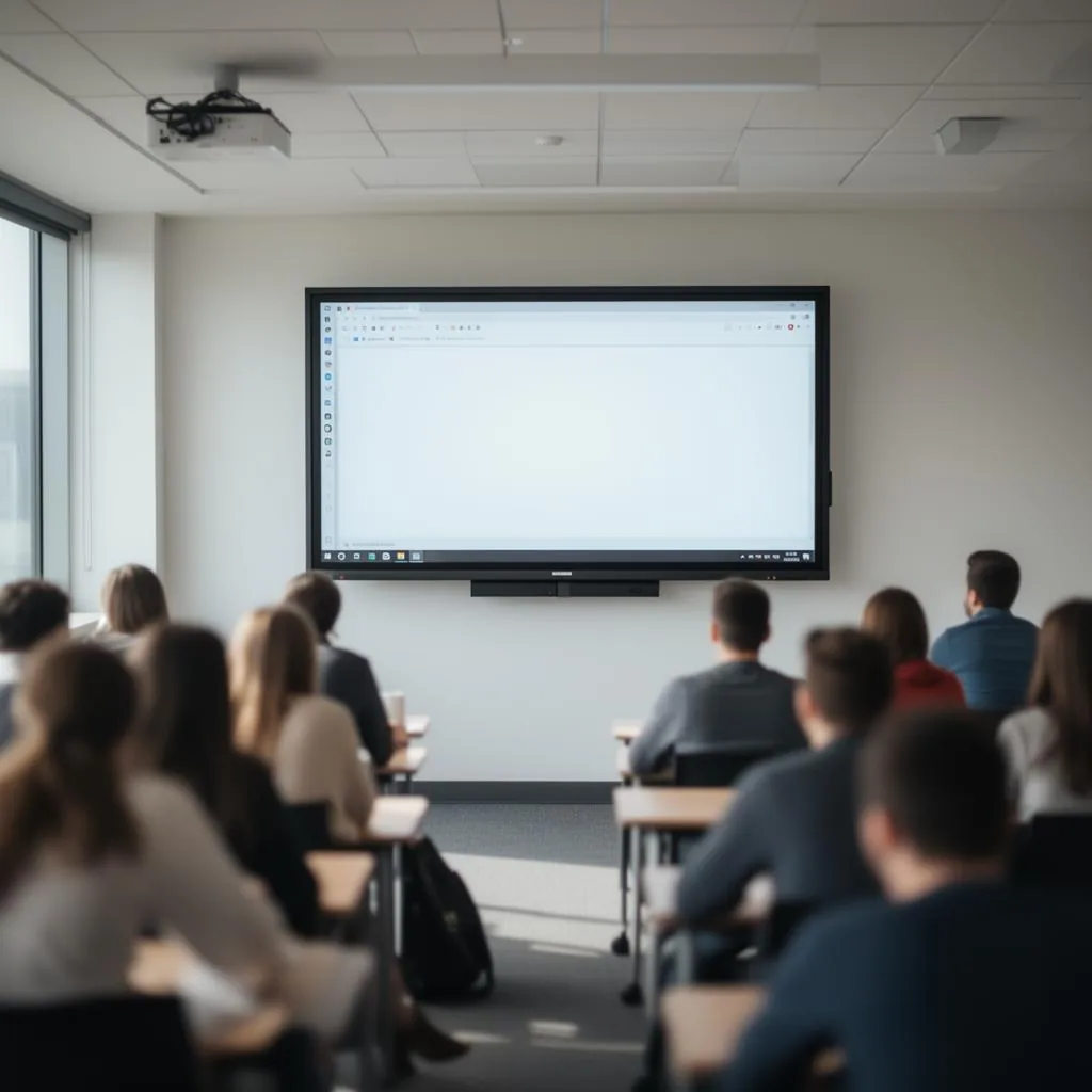 Sala de aula com painel interativo