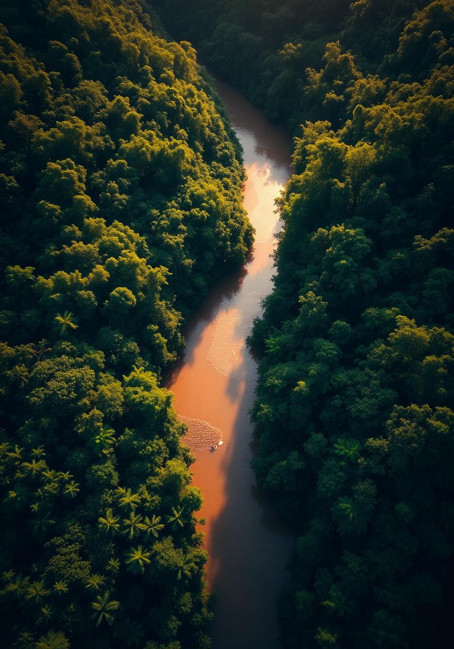 Rio entre floresta preservada