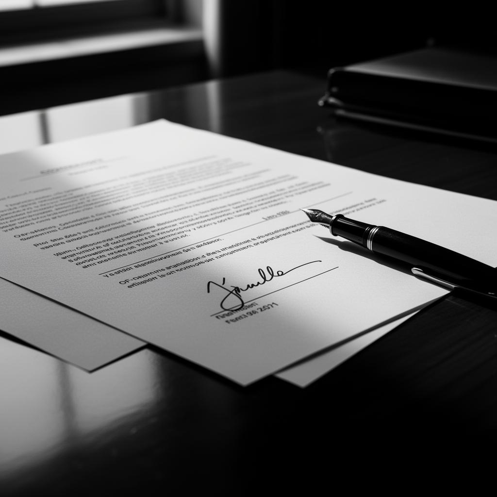 Detalhe de contrato com caneta, Cogra Pay